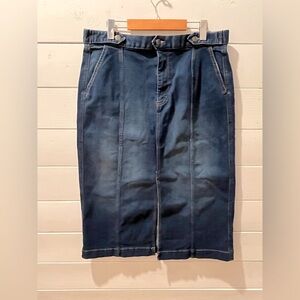 💙 CHAPS Dark Denim Midi Skirt – Size 18